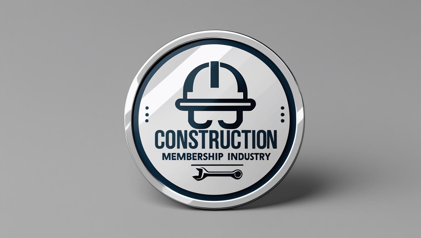 construction industry membership badge, clean icon style, bold font, grayscale or dark blue (1)