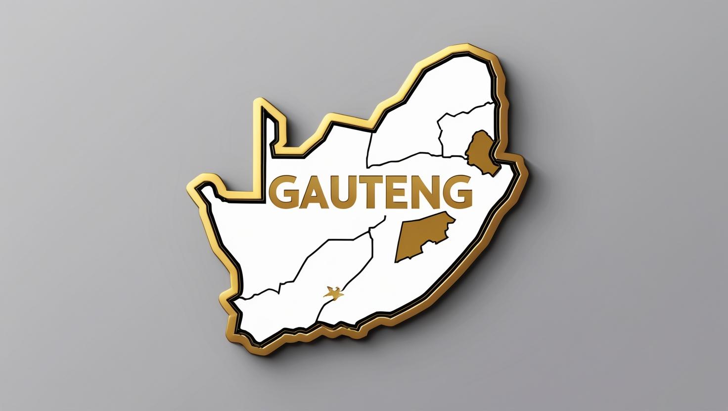 gauteng region map badge, outline style, gold accent, clean and modern