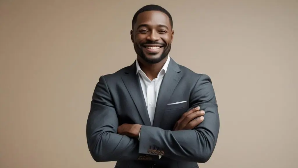 male client in business casual clothing